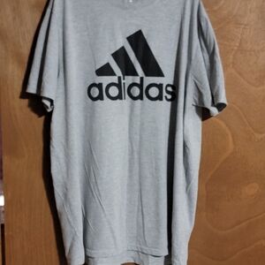 adidas Light Gray Short Sleeve Tee with Black Logo XXL